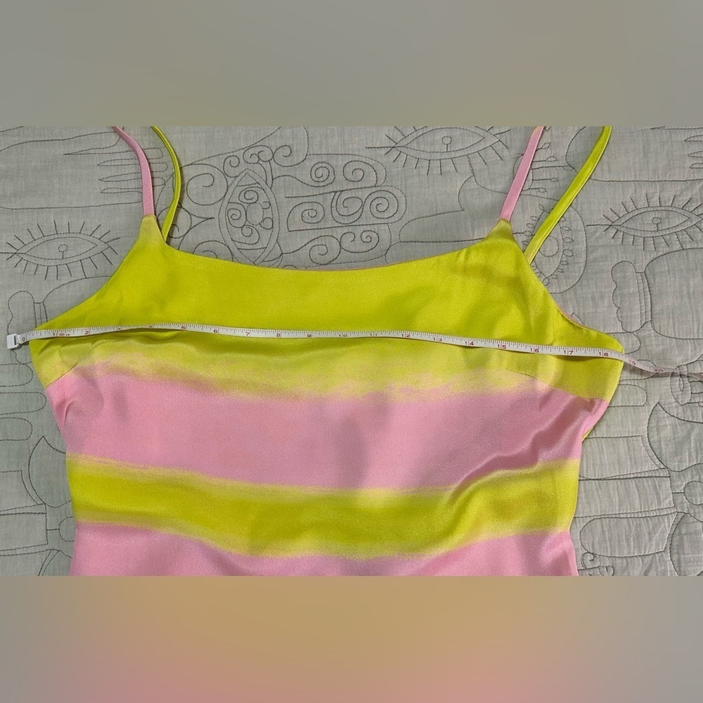 NEW Brandon Maxwell Striped Open-Back Silk Maxi Dress, NWT – Size 10 Yellow Pink - Picture 5 of 9